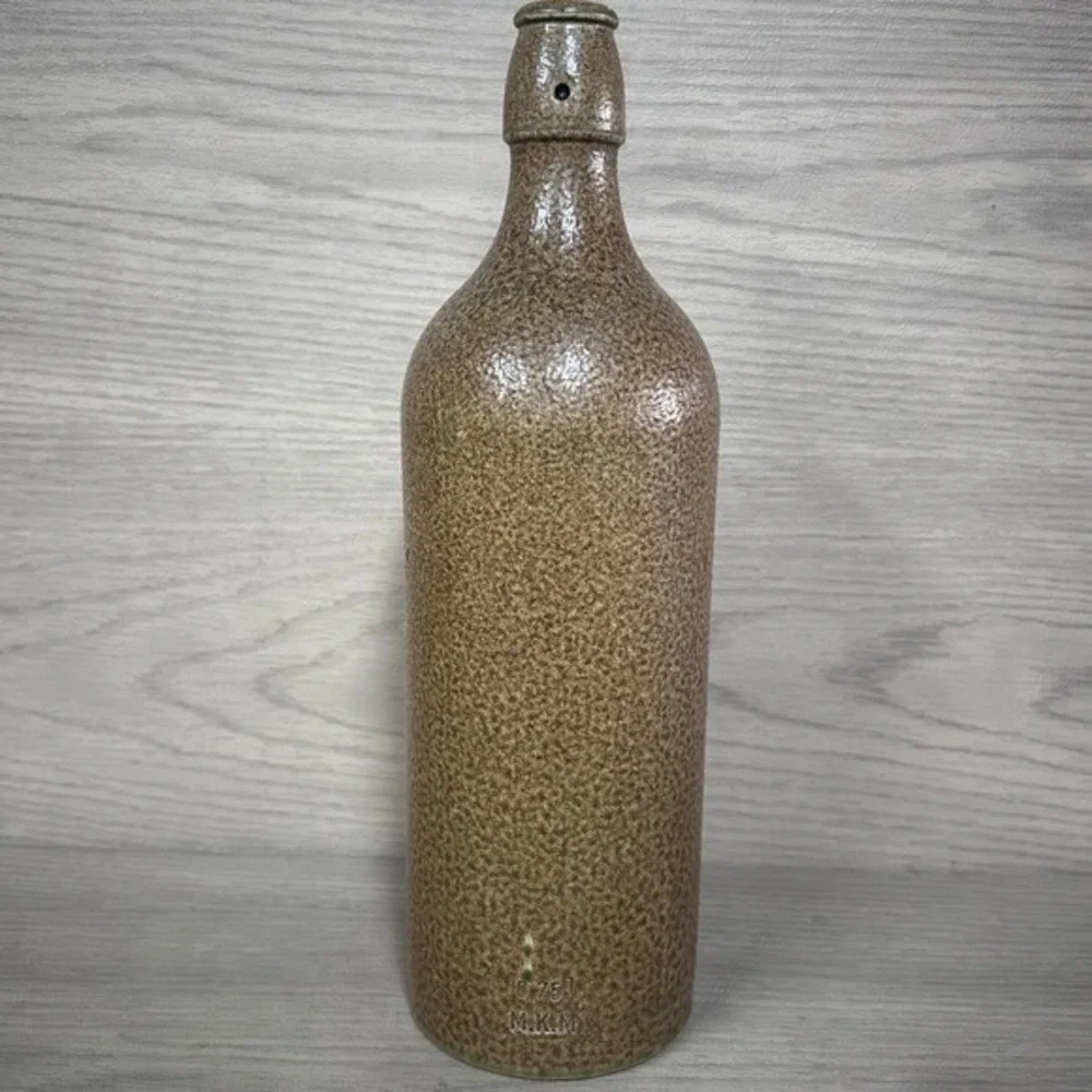 Vtg Max Kruger M K M German Stoneware Beer Bottle 0.75L Brown / Tan